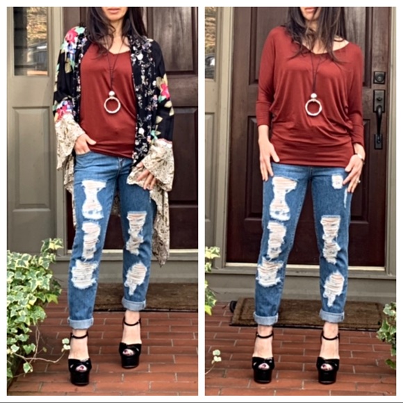 ✨LAST ONE ✨Rust dolman sleeves top - Picture 3 of 8